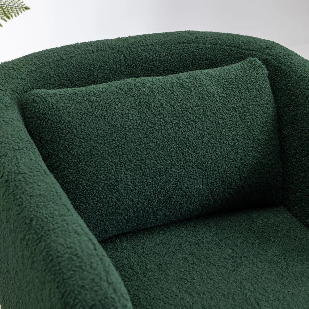 360&deg; Swivel Accent Chair with Boucle, Green