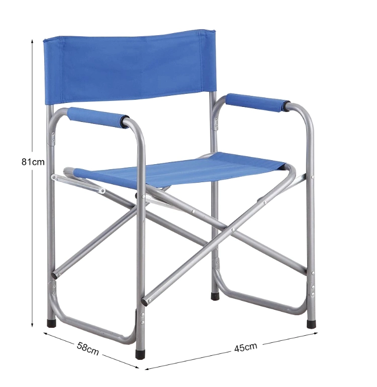 Portable Black Aluminum Folding Director Chair with Side Table