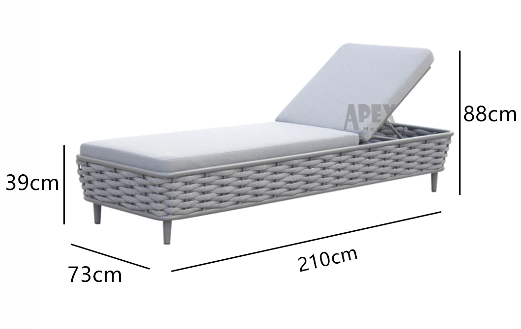 Modern Outdoor Sofa Furniture Beach Aluminum Waterproof Fabric Rope Woven Chaise Lounge