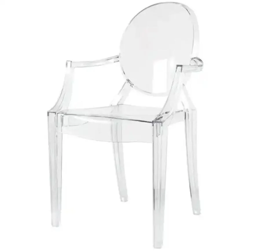 Modern Dining Chairs Stackable Arm Ghost Chair Transparent Acrylic Chair