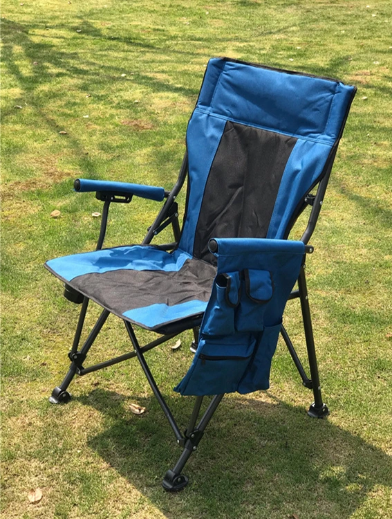 High Back Padded Lawn Camping Chair Portable Folding Chair with Arm Rest Cup Holder and Portable Carrying Bag