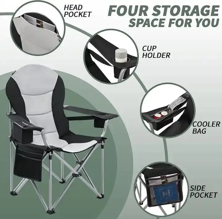 Lumbar Back Heavy Duty Folding Camping Chair Portable Lawn Chair