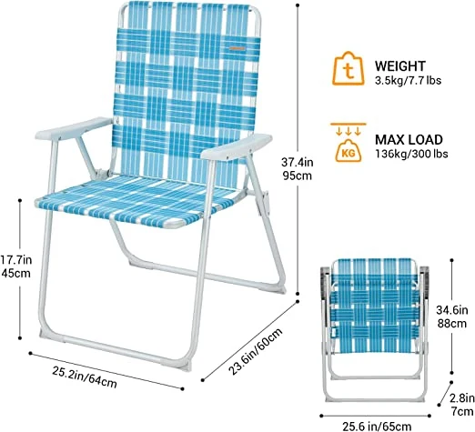 Folding Portable Webbed Lawn Beach Chair Lightweight Chairs for Outdoor Camping