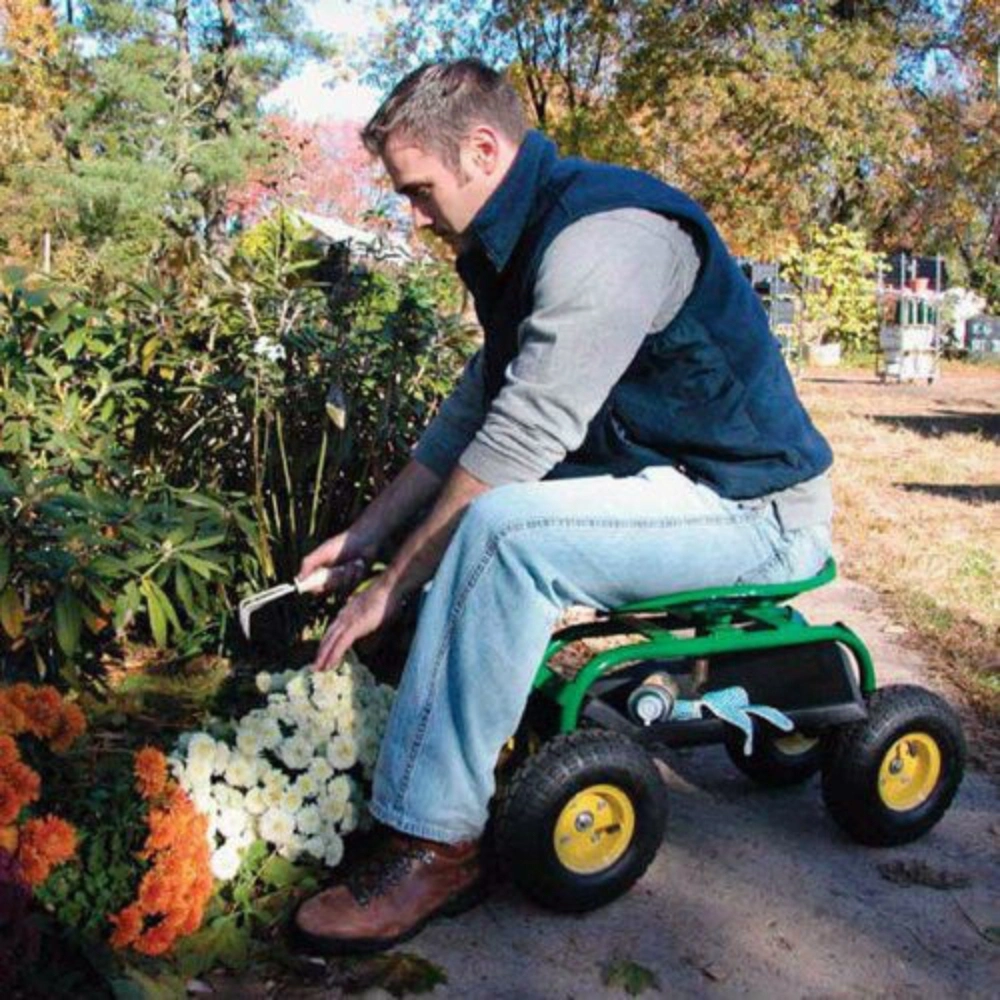 Outdoor Wagon Scooter Garden Cart Rolling Work Seat with Adjustable Seat Wyz21323