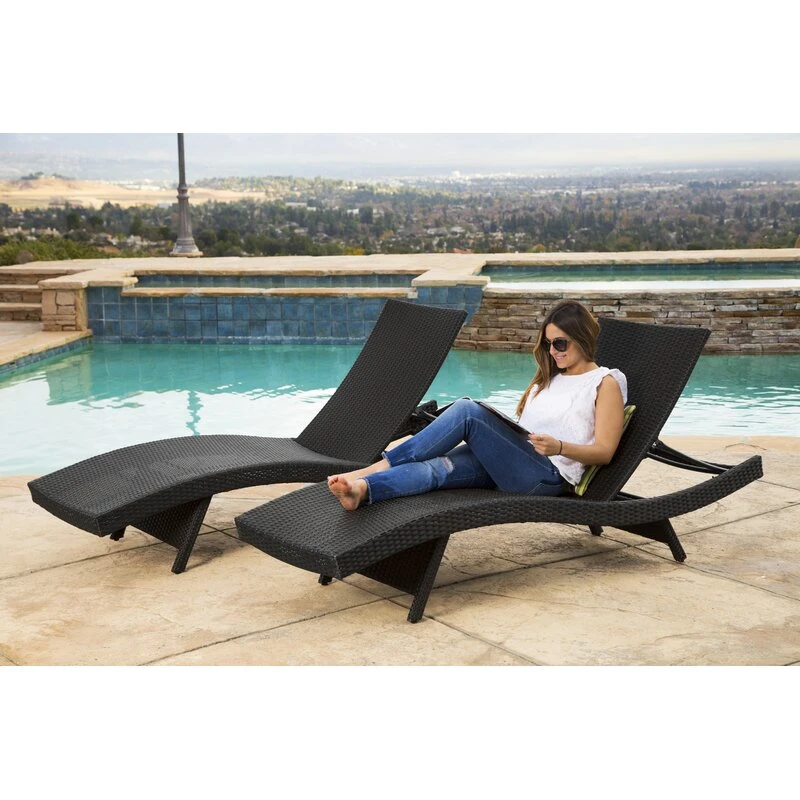 Aluminum Outdoor Patio Chaise Lounge Chair Sun Lounger for Hotel Deck Beach Yard Swimming Pool