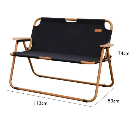 Outdoor Portable Collapsible Aluminum Alloy Double Chair Outdoor Travel Self-Drive Convenient for Two People to Sit in Folding Chair Men and Women Comfortrable