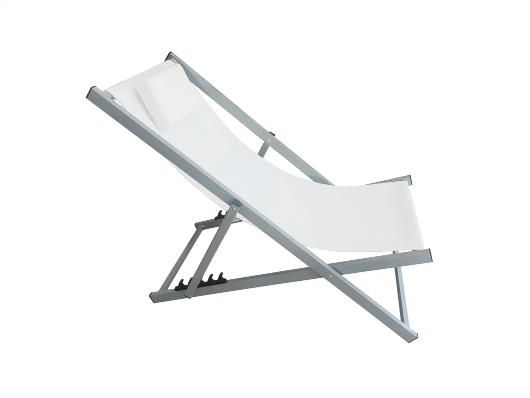 Outdoor Aluminum Beach Sling Lounge Chair Foldable Folding Lounge Beach Chair with Headrest