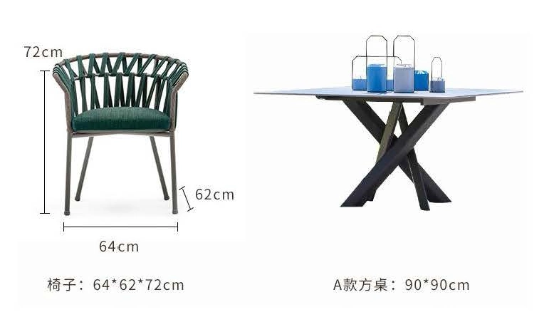 High Quality Hotel Outdoor Furniture 4 Seater Dining Chair Table Villa Home Garden Furniture Patio Outdoor Rattan Rope Chair