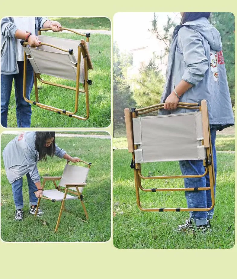 Free Set-up Steel Pipe Fishing Chair Art Sketch Team Travel Portable Folding Camping Chair Outdoor Beach Chair with Side Table