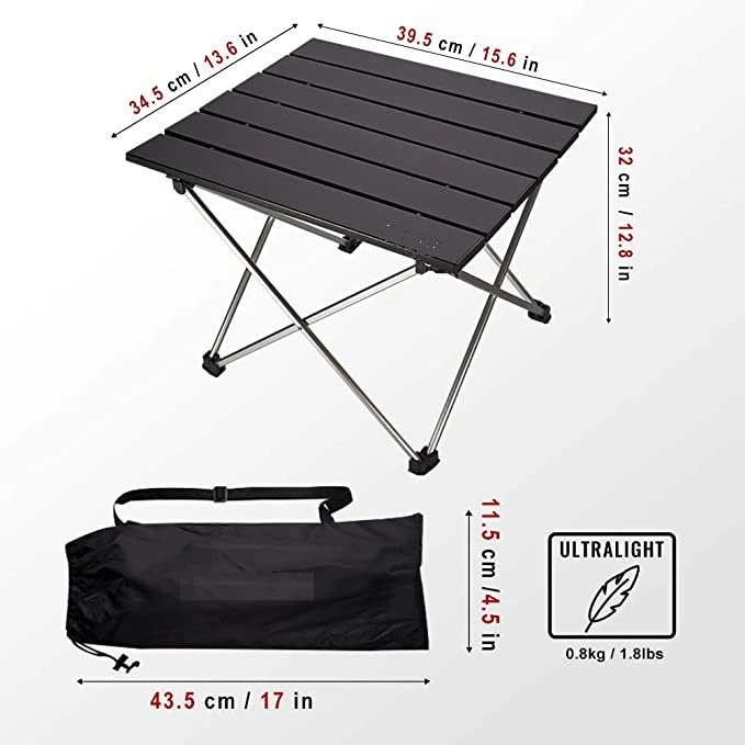 Collapsible Beach Table Folding Side Portable Camping Table with Carry Bag