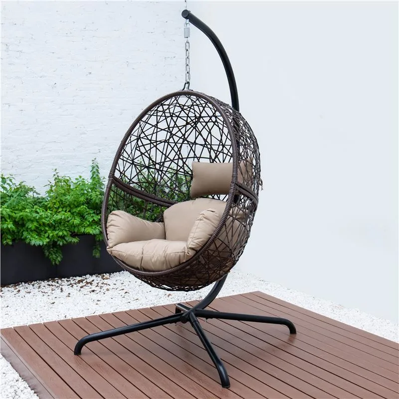 Patio Swings Chair Modern Rattan Wicker Egg Chair Outdoor Indoor Hanging Swing Chair with Stand