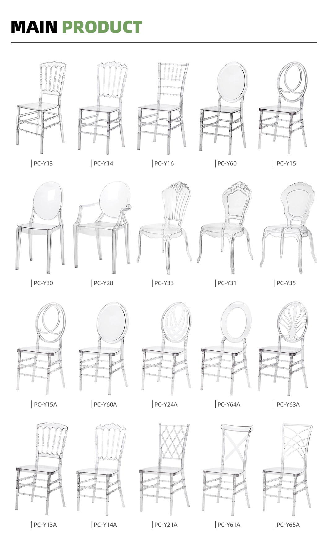 Clear Transparent Stackable Resin Acrylic Ghost Party Event Dining Banquet Wedding Chairs