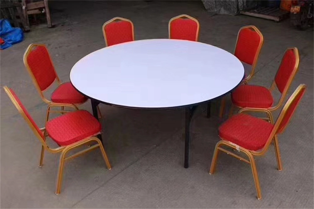 Collapsible Square Round Table with Fireproof PVC Board Top with Multifunctioin for Dining Hall, Restaurant and Meeting