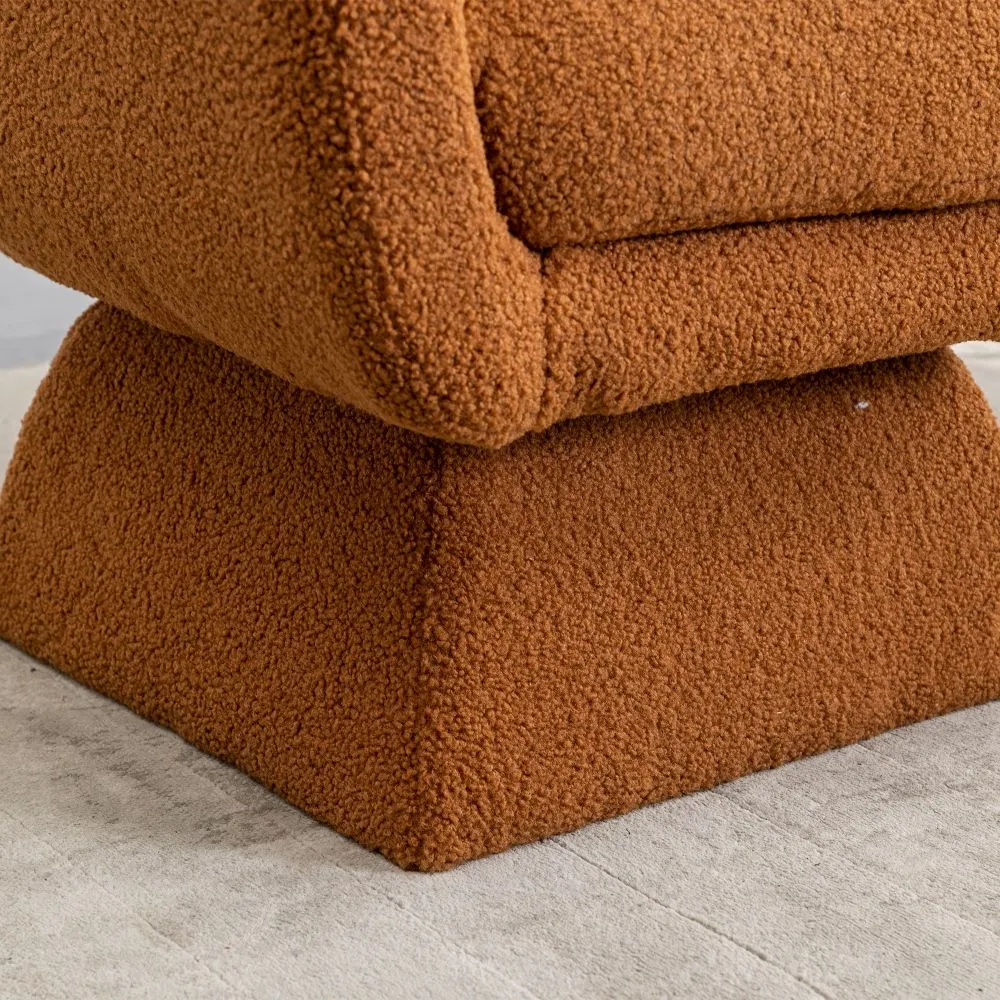 360&deg; Swivel Accent Chair with Boucle, Orange