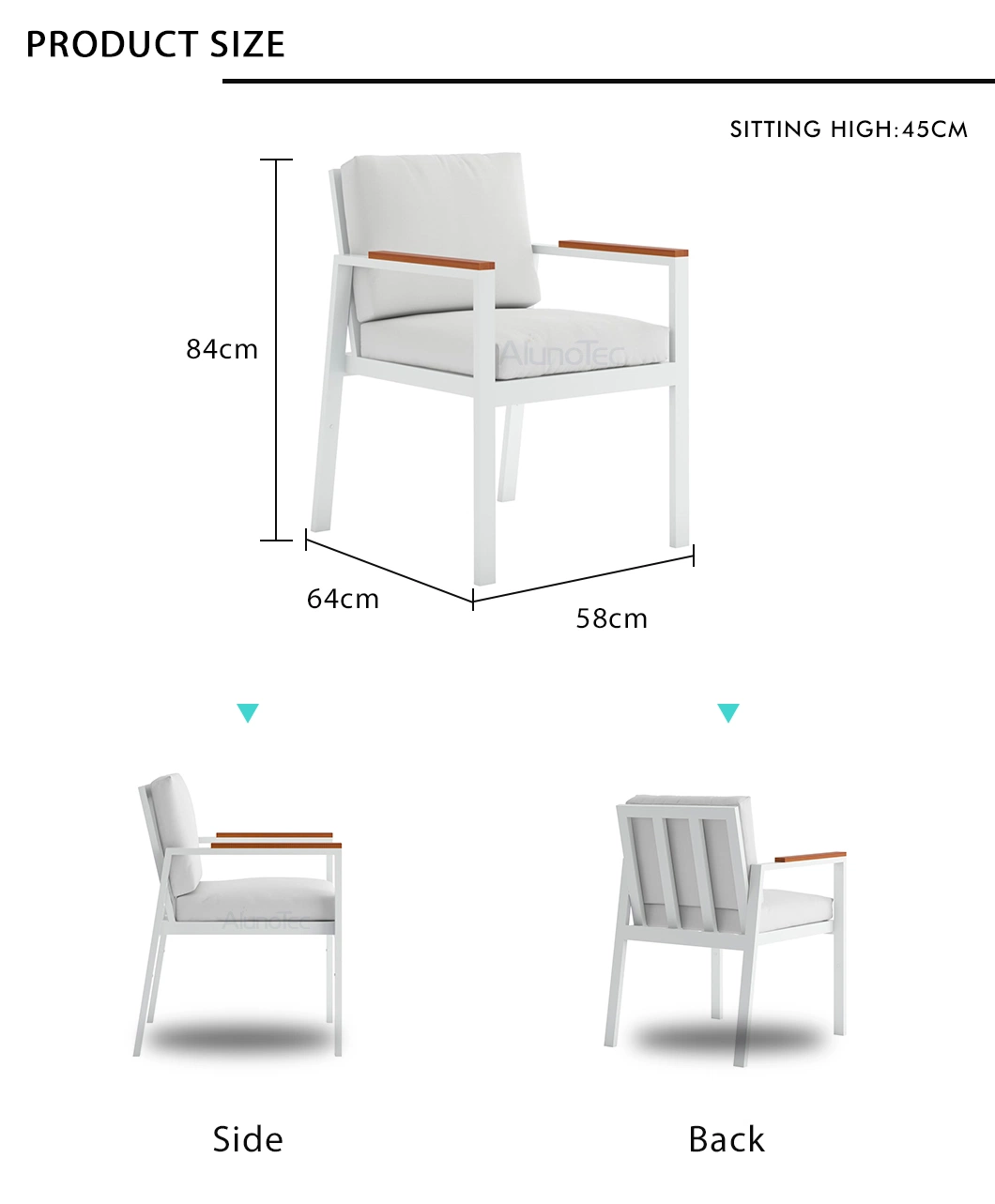 Modern Simple Style Teak Wood Arm Dining Chairs