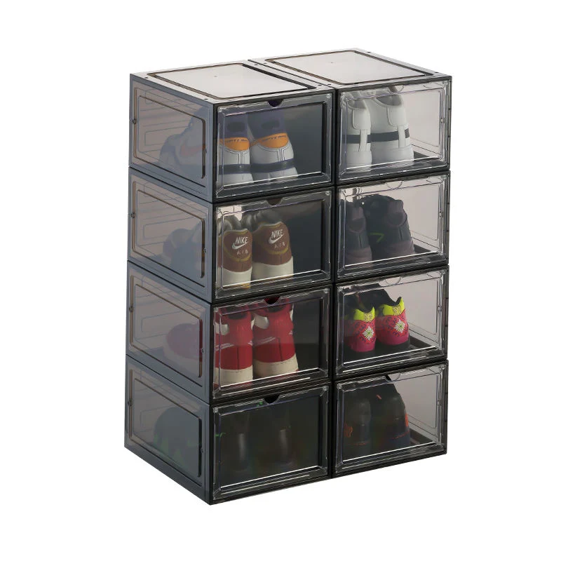 Easy Assembly Large Shoe Boxes Clear Plastic Stackable Shoe Box Storage