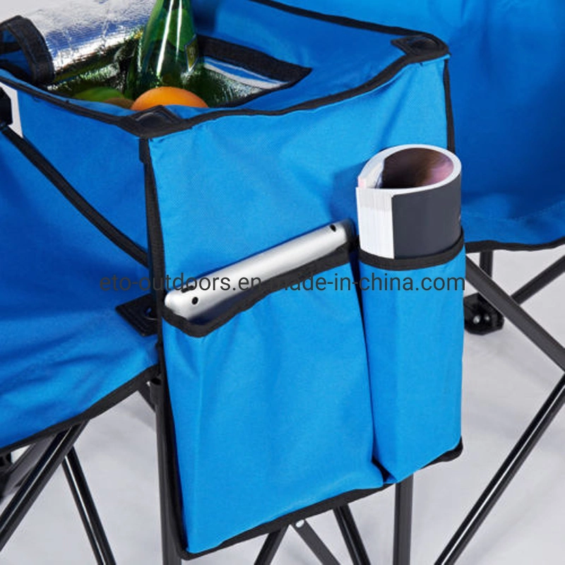 Hotsales Double Seats Beach Chair with Umbrella Sun Canopy Camping Chair with Cooler Bag Price 10%off