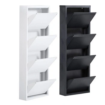 Ultra Thin Steel Tipping Bucket Shoe Cupboard Household Narrow Shoe Racks Cabinet Shelf