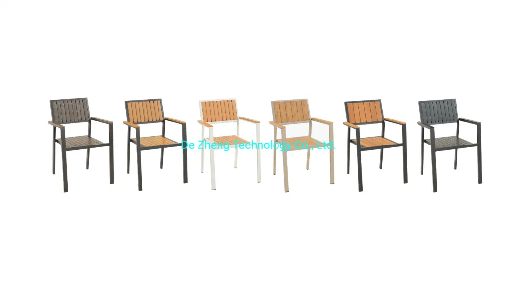 Garden Modern Leisure Dining Outdoor Coffee Shop Cafe Chair with Aluminum Plastic Wood