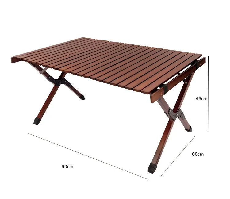 Black Walnut Beech Egg Roll Table Folding Easy to Store Picnic Camping