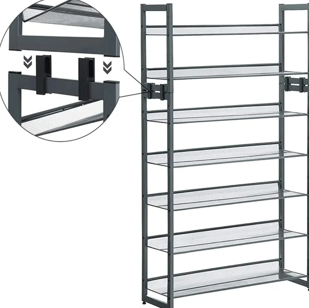 Metal Storage Shoe Racks with Mesh Shelf Slant Adjustable