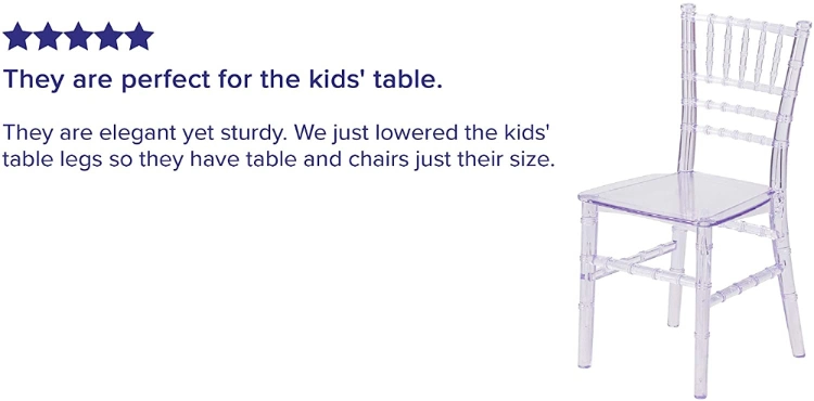 Hot Sale Cheap Kids Stackable Plastic Resin Chiavari Chair Tiffany Chair