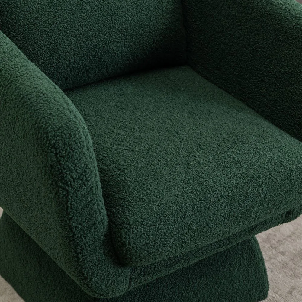 360&deg; Swivel Accent Chair with Boucle, Green