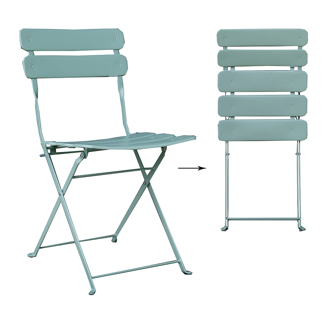 Modern Metal Leisure Dining Furniture Outdoor Wide Steel Slats Comfortable Patio Folding Chairs