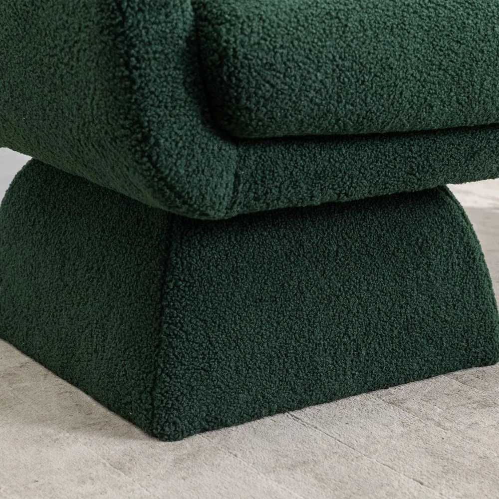 360&deg; Swivel Accent Chair with Boucle, Green