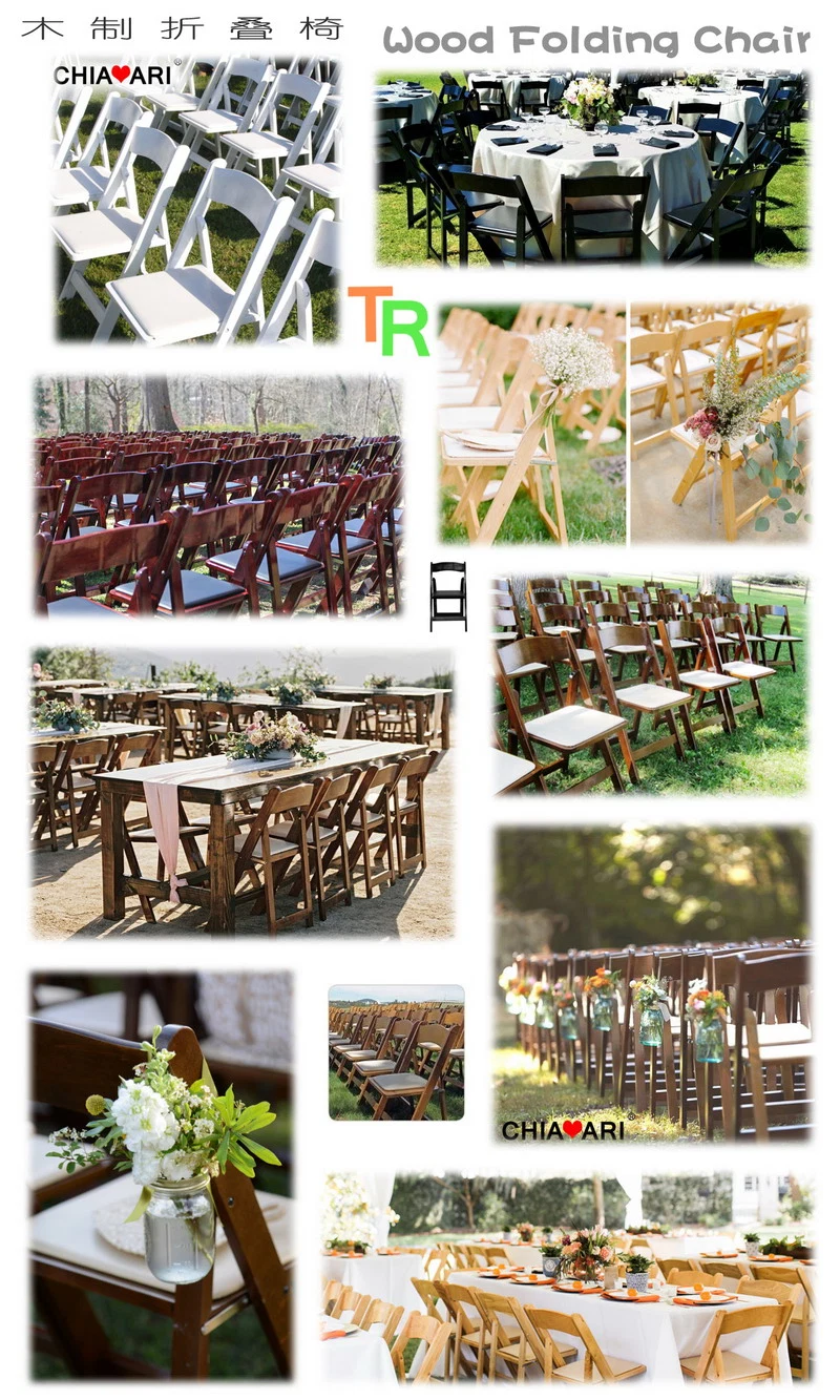 Outdoor Black Color Foldable Wood Wedding Folding Dining Chair