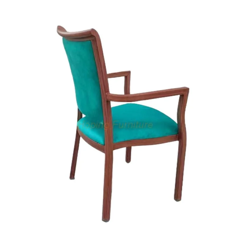 Dark Brown Aluminum Frame Armchair with Fabric Seat for Hotel Restaurant Dining Hall