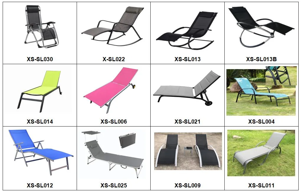 Folding Aluminum Garden Beach Sun Bed Lounger with 5-Way Adjustable Backrest