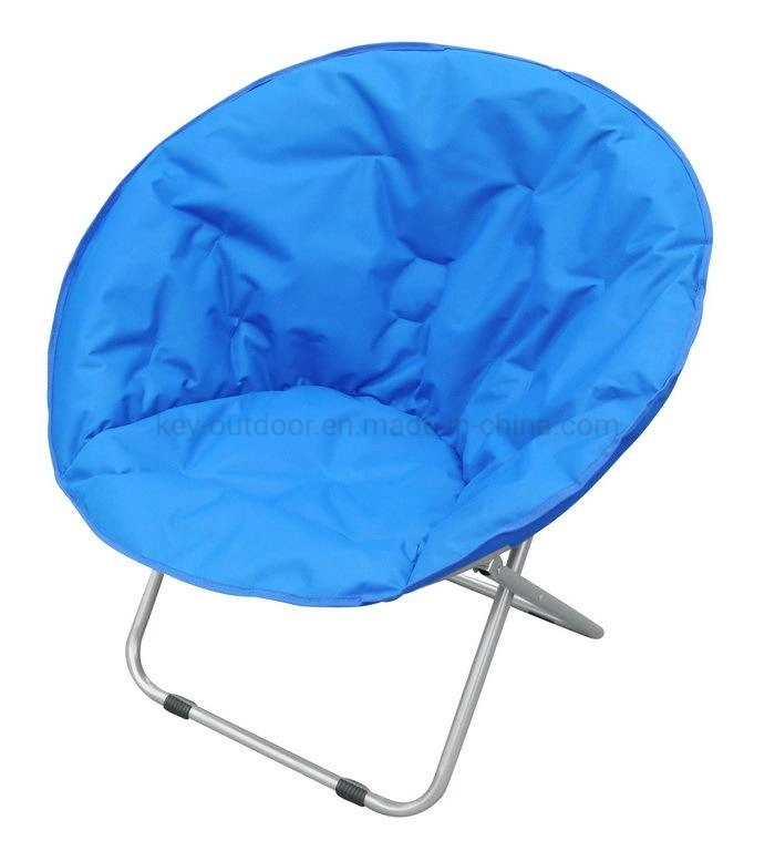 Comfortable Indoor Outdoor Garden Fishing Leisure Beach Metal Frame Padded Folding Moon Round Saucer Camping Chair
