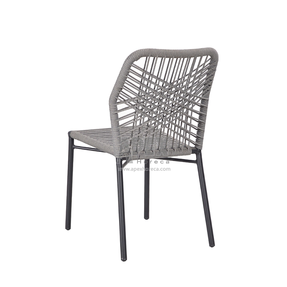 Modern Outdoor Leisure Furniture Grey Dining Chair Rattan Rope Chair