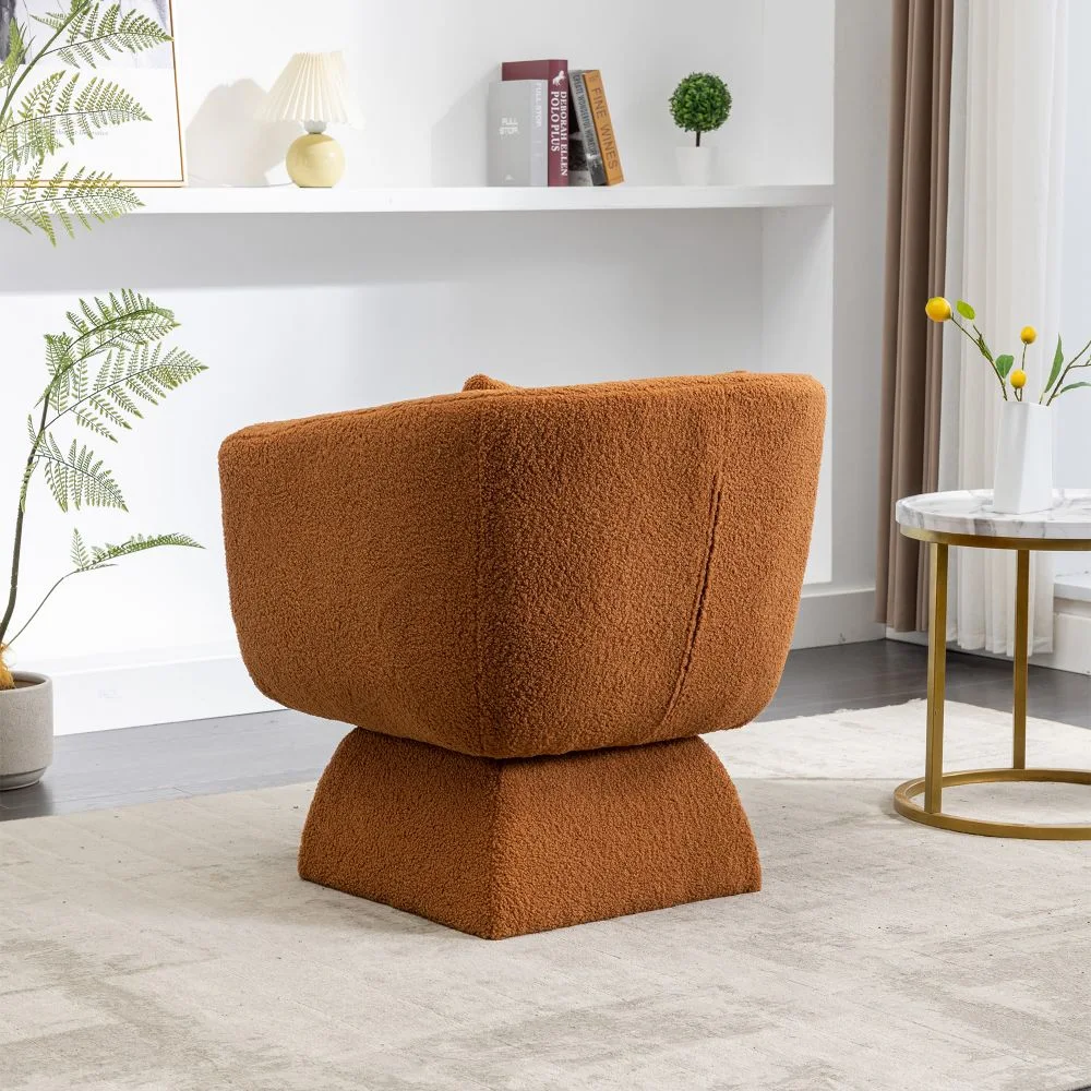 360&deg; Swivel Accent Chair with Boucle, Orange