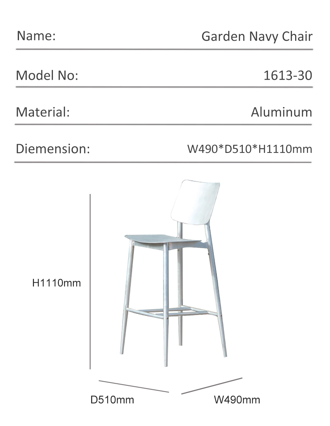 Rattan Furniture Waterproof Home Hotel Restaurant Garden Sets Metal Outdoor Chair