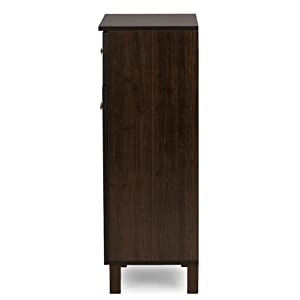 Dark Brown Modern Indoor with Doors and Drawers Shoe Cabinet 0241