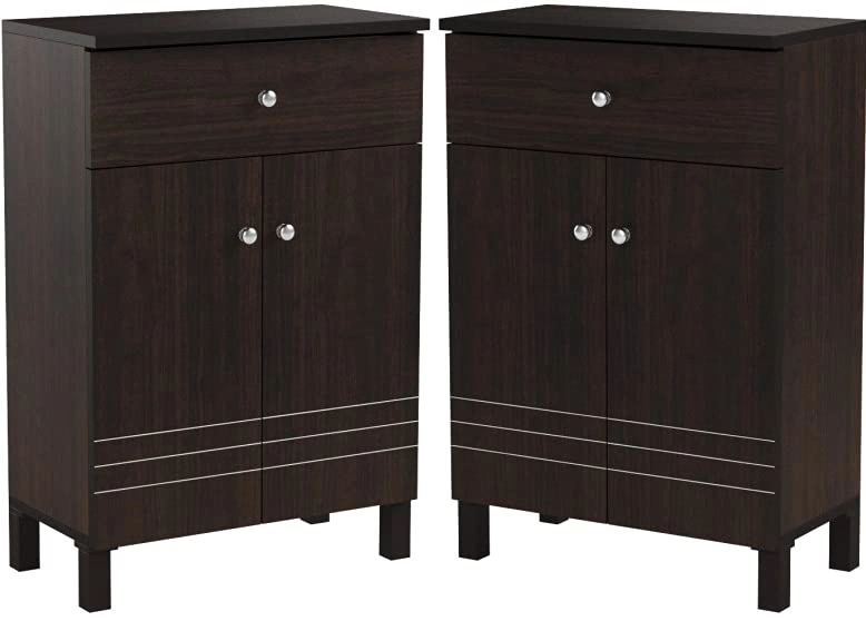 Dark Brown Modern Indoor with Doors and Drawers Shoe Cabinet 0241