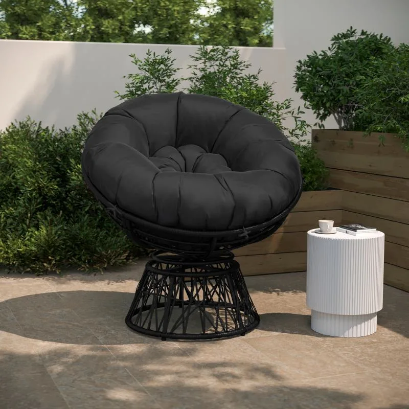 Outdoor Furniture Rattan Comfort Series Swivel Patio Chair with with Black Cushion