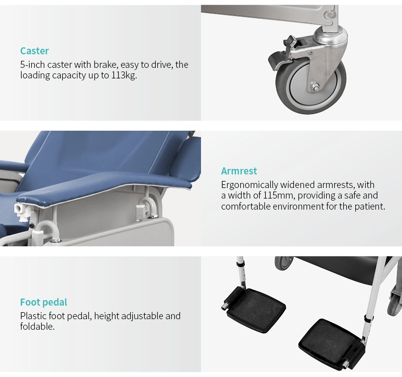 Ske943 Saikang Movable Comfortable Hospital Medical Multifunction Foldable Manual Elderly Reclining Chair