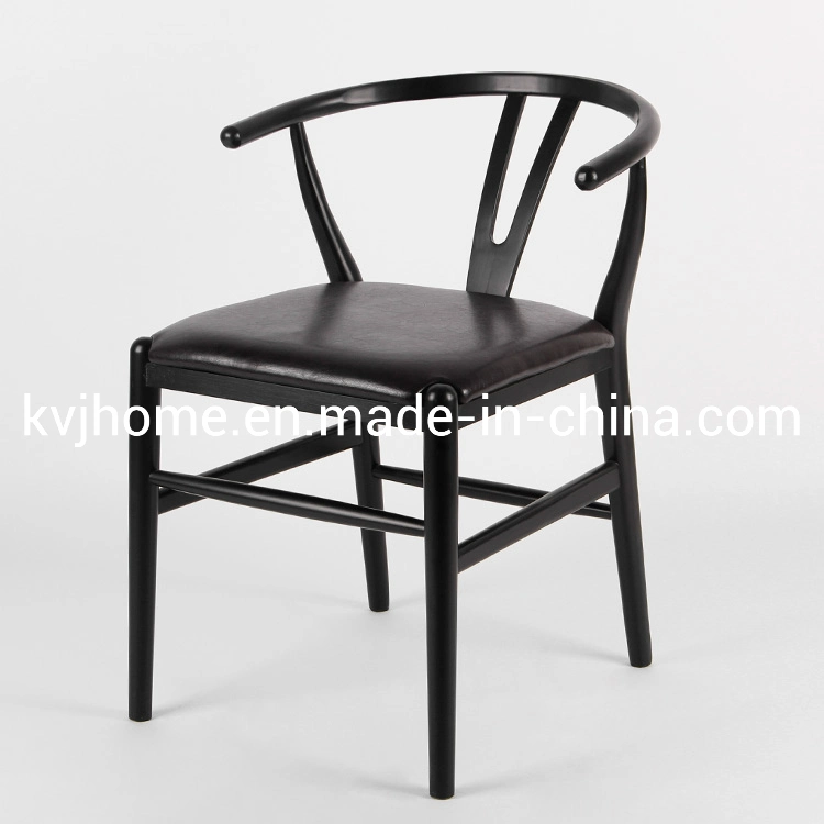 Kvj-6034 All Black PU Seat Hans Wegner Wishbone Chair