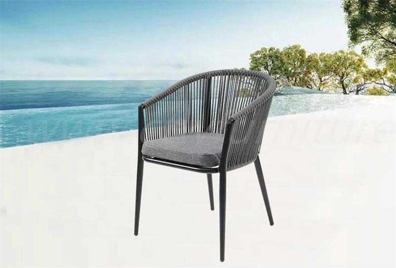 Patio Restaurant Black Woven Rope Side Chairs Outdoor Furniture Cafe Rope Chairs