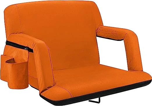 Reclining Stadium Seat Bleacher Chair with Expanded Width, Back Support, Folding Sport Chair Reclines Perfect for Bleachers Lawns and Backyards