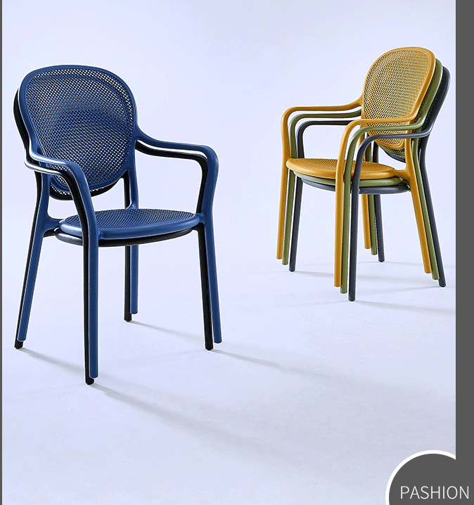 Nordic Plastic Dining Chairs Backrest Chairs Restaurant Armrests Stackable Plastic Chairs