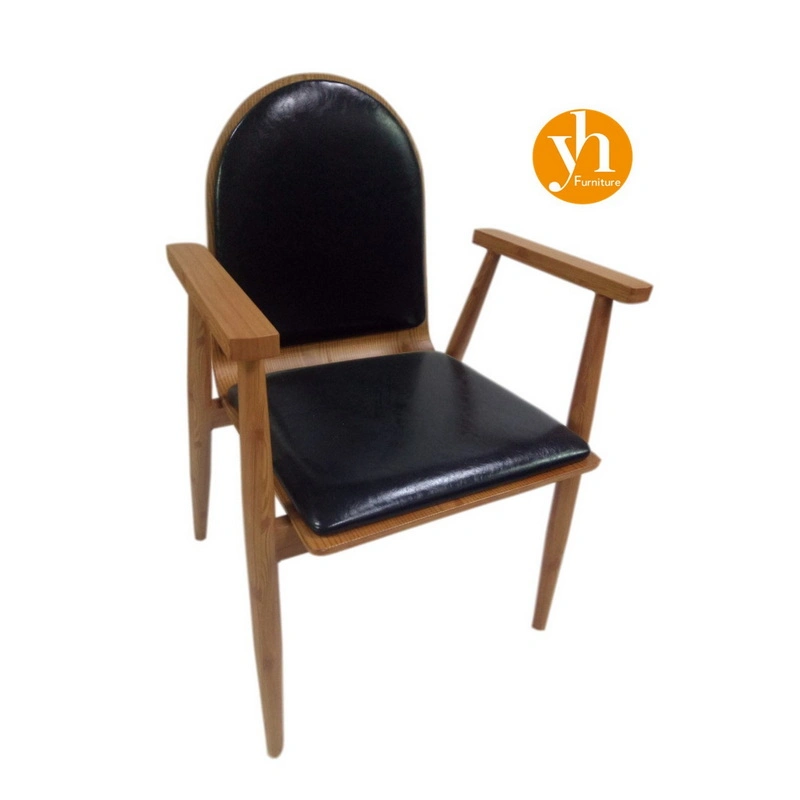 Dark Brown Aluminum Frame Armchair with Fabric Seat for Hotel Restaurant Dining Hall