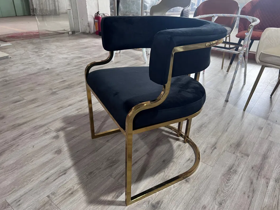 Wholesale Factory Custom Cafe Metal Dine Armchair Modern Furniture Restaurant Chair Velvet Fabric Dining Chairs