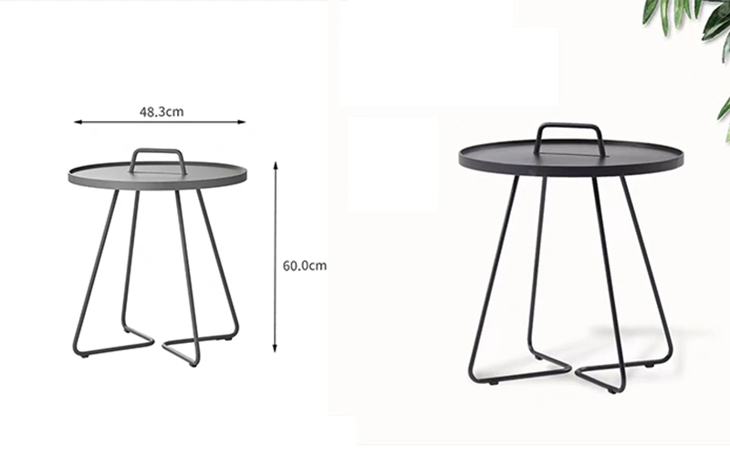 Round Concise Style Modern Design Indoor Outdoor Garden Cafe Restaurant Aluminum Patio Furniture Portable Small Coffee Table