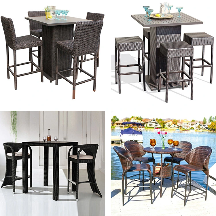 3PC Patio Height Table Armchair Dining Furniture Bar Set