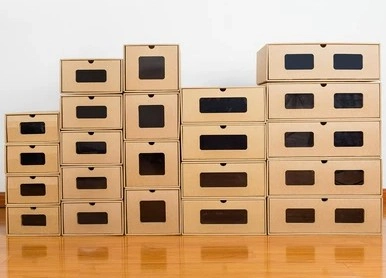 Custom Foldable Drawer Shoe Storage Carton Box with Window