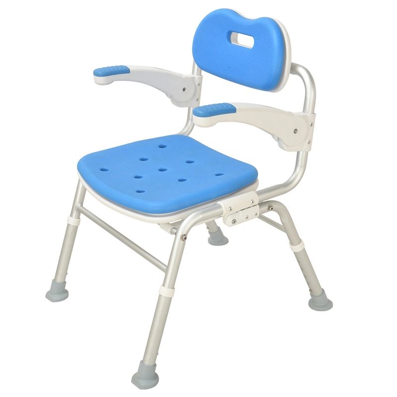 Height Adjustable Flip up Armrest Aluminum Folding Elderly Disabled Bath Shower Chair